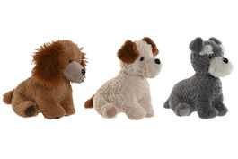 DKD Home Decor Peluche Perro Marron Gris Beige 22 x 23 x 15 cm (12 Unidades)