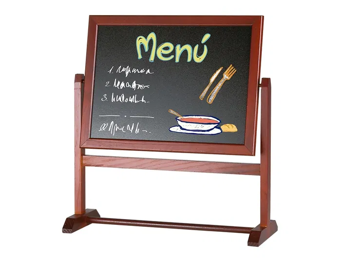 Liderpapel Pizarra Marron Hosteleria Doble Cara Volteable para Rotuladores 32x30 cm