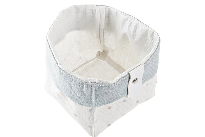 DKD Home Decor Set de 3 Cestas de Algodón y Poliéster Blanco y Multicolor