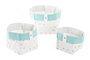 DKD Home Decor Set de 3 Cestas de Algodón y Poliéster Blanco y Multicolor