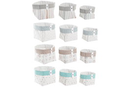 DKD Home Decor Set de 3 Cestas de Algodón y Poliéster Blanco y Multicolor