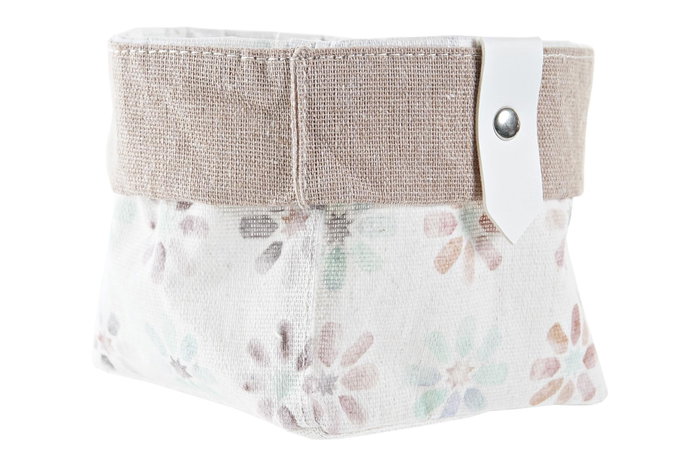 DKD Home Decor Set de 3 Cestas de Algodón y Poliéster Blanco y Multicolor