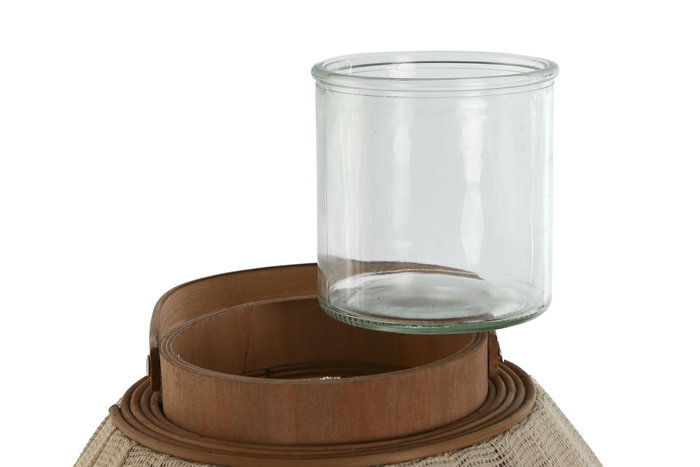 DKD Home Decor Portavelas de Madera y Lino Crudo