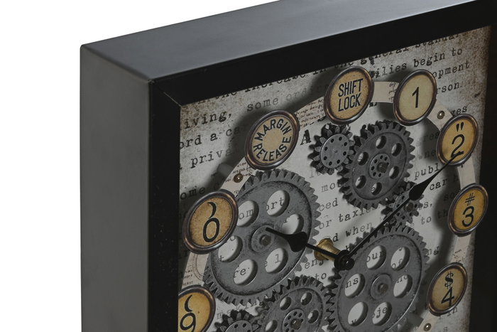 DKD Home Decor Reloj de Pared Vintage Negro Blanco Metal Cristal 27.5 x 40.5 x 6.5 cm (2 Unidades)