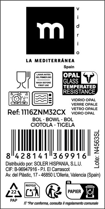 La Mediterranea Bol 16cm Coup Basic MD de Opalina