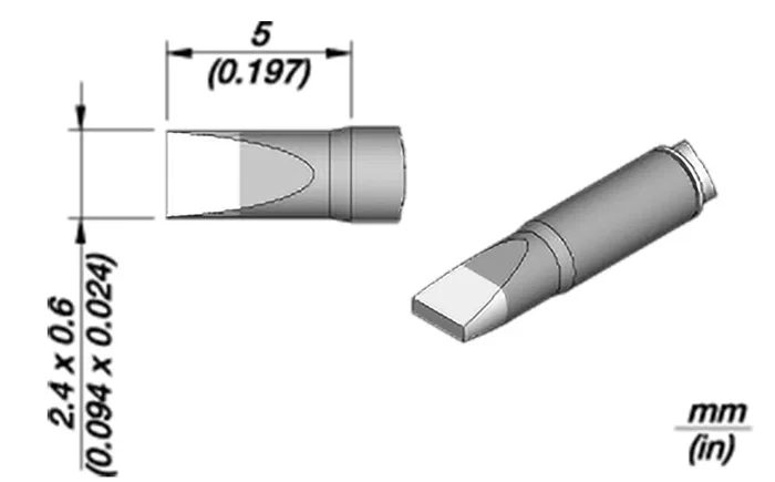 JBC TOOLS Punta de soldadura tipo destornillador 2,4x0,6mm Nano