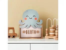 Wondee Lámpara de Noche Pulpo Personalizable de Madera Sostenible