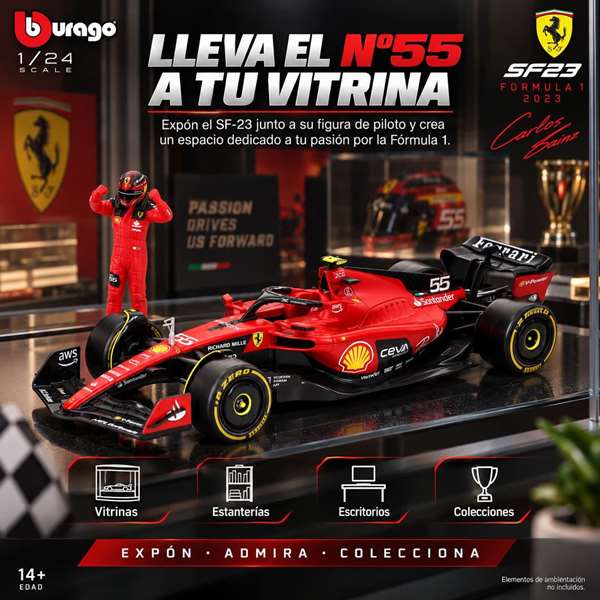 Burago Ferrari F1 Racing Sf23 Carlos Sainz Escala 1:24 Burago Ferrari F1 Racing Sf23 Carlos Sainz Escala 1:24