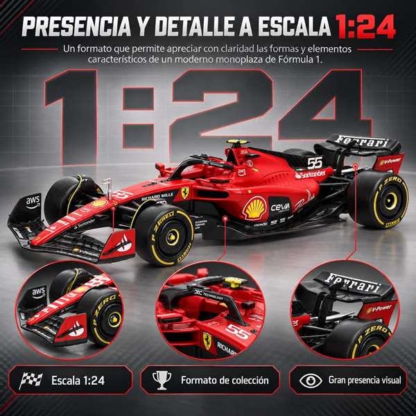 Burago Ferrari F1 Racing Sf23 Carlos Sainz Escala 1:24 Burago Ferrari F1 Racing Sf23 Carlos Sainz Escala 1:24