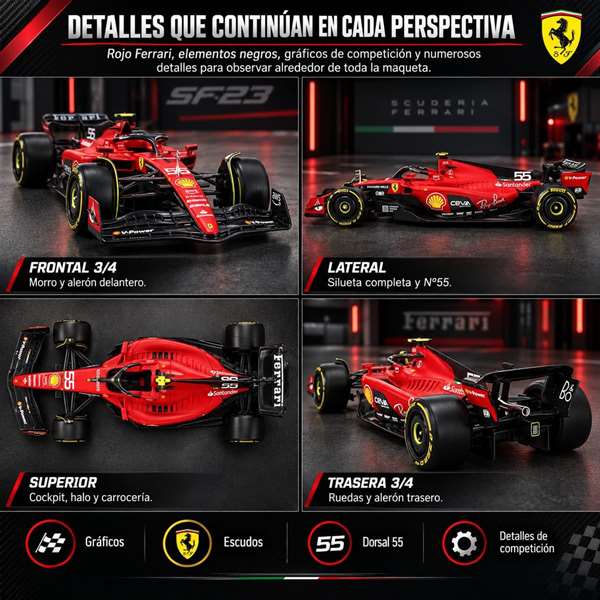 Burago Ferrari F1 Racing Sf23 Carlos Sainz Escala 1:24 Burago Ferrari F1 Racing Sf23 Carlos Sainz Escala 1:24