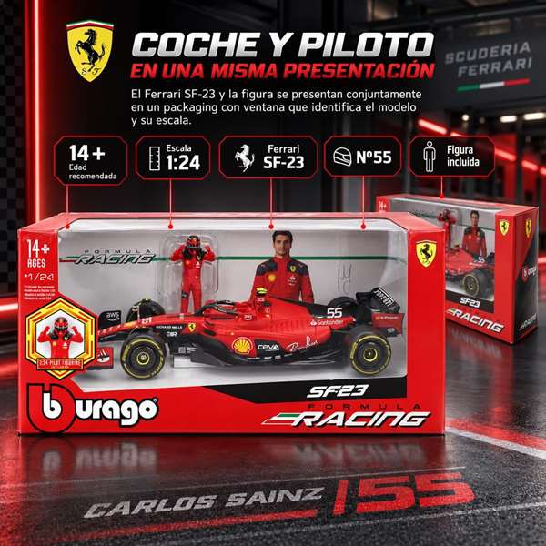 Burago Ferrari F1 Racing Sf23 Carlos Sainz Escala 1:24 Burago Ferrari F1 Racing Sf23 Carlos Sainz Escala 1:24
