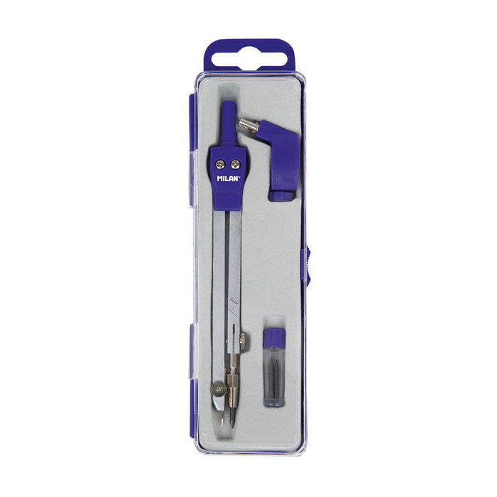 Milan Compás Universal con Pata Articulada, Adaptador para Marcadores, 2 Minas y Serie Acid Azul Milan Compás Universal con Pata Articulada, Adaptador para Marcadores, 2 Minas y Serie Acid Azul