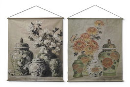 DKD Home Decor Lienzo Lino Abeto Jarrones 2 Surt. 145x2,5x160