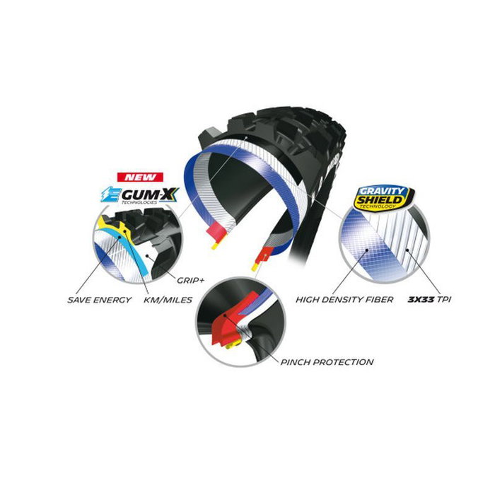 Michelin E-Wild Rear 27.5x2.8 Gum-X Cubierta Trasera E-Bike Enduro Plegable 66-584 Michelin E-Wild Rear 27.5x2.8 Gum-X Cubierta Trasera E-Bike Enduro Plegable 66-584