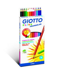 GIOTTO Lápices de Colores Elios Tri Estuche de 12 (Set de 10)