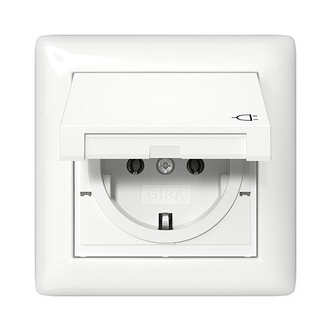 GIRA 415703 Enchufe Schuko 1 Módulo IP44 con Marco Estándar 55 y Tapa Abatible, Blanco, 250 V 16 A GIRA 415703 Enchufe Schuko 1 Módulo IP44 con Marco Estándar 55 y Tapa Abatible, Blanco, 250 V 16 A