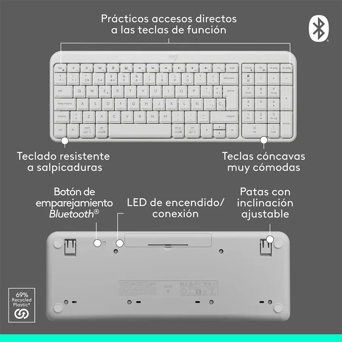Logitech MK250 Combo de Teclado y Ratón Inalámbrico Blanco Hueso en Español QWERTY Logitech MK250 Combo de Teclado y Ratón Inalámbrico Blanco Hueso en Español QWERTY