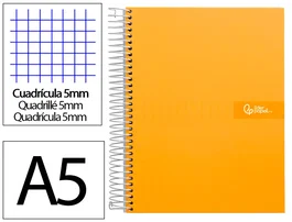 Liderpapel Cuaderno Espiral A5 Micro Crafty Tapa Forrada Naranja 120h 90gr Cuadro 5mm