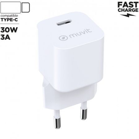 Muvit For Change Cargador de Pared 30W con 1 Puerto USB-C MCACC0047