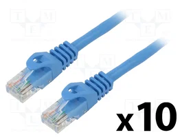 Lanberg Pack de 10 Patchcord Cat.6 U/UTP 1,5m Azul