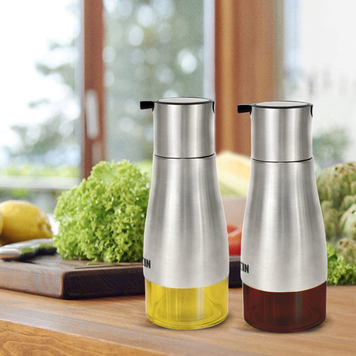 Quttin Set-2 Aceiteras Inox C/Soporte (12 Unidades)