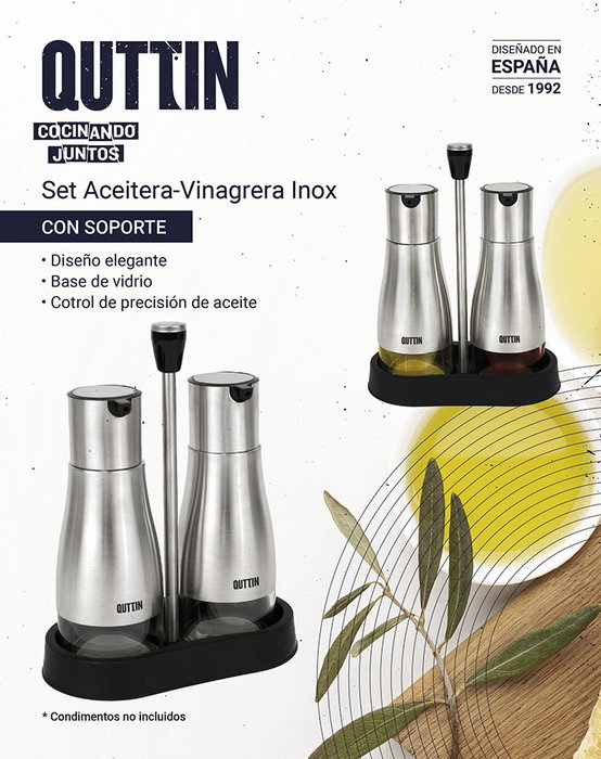 Quttin Set-2 Aceiteras Inox C/Soporte (12 Unidades)