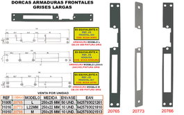 DORCAS Armadura Frontal Gris L/22 de 250x22 mm Larga 24GA