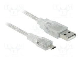 DeLOCK Cable USB 2.0 Tipo A a Micro-B de 1 m, Transparente