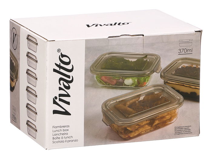 Vivalto Fiambrera Rectangular Gris 16 cm x 5 cm x 11 cm (Set de 24)