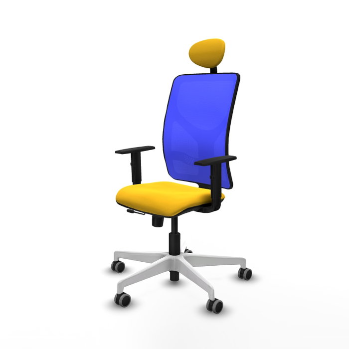 PIQUERAS Y CRESPO Silla de oficina Motilla con mecanismo Sincro/Traslack, Azul y Amarillo