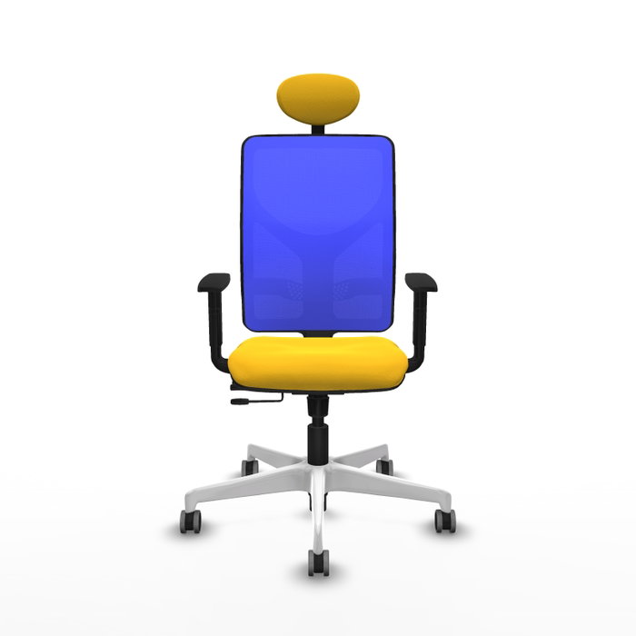 PIQUERAS Y CRESPO Silla de oficina Motilla con mecanismo Sincro/Traslack, Azul y Amarillo