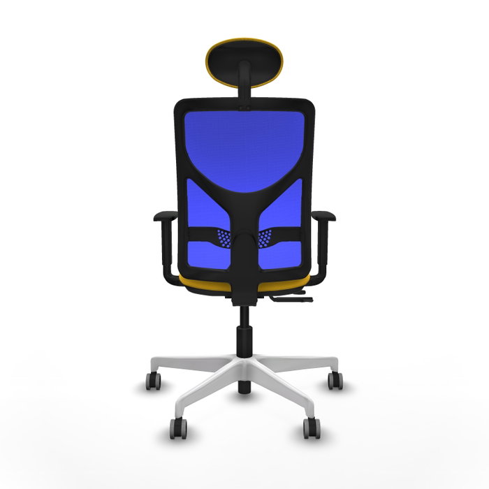 PIQUERAS Y CRESPO Silla de oficina Motilla con mecanismo Sincro/Traslack, Azul y Amarillo
