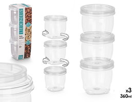 Leknes Set 3 Tarros Plástico 360ml Transparente 9x23x9cm (Set de 24)
