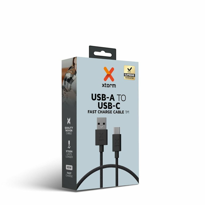 Xtorm Go2 Cable USB-A a USB-C 1m Negro Xtorm Xtorm Go2 Cable USB-A a USB-C 1m Negro Xtorm