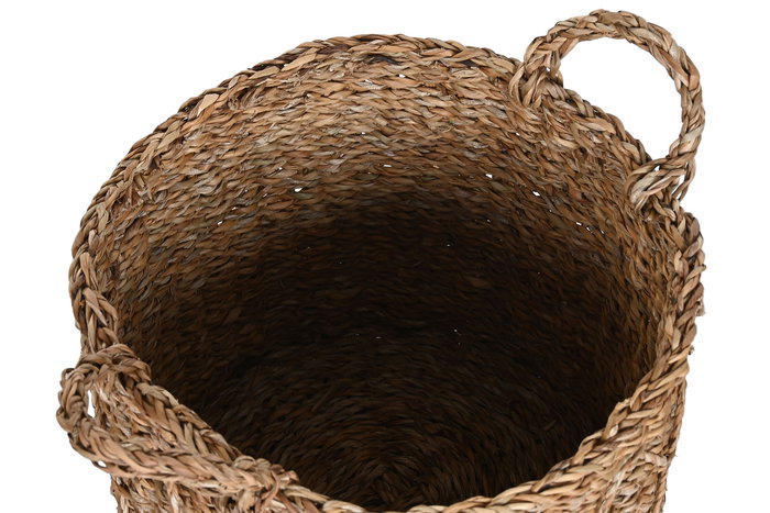 DKD Home Decor Cesta Balines de Seagrass Natural, Hecho a Mano, Set de 3 Piezas (36x31x36 cm)