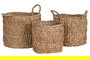 DKD Home Decor Cesta Balines de Seagrass Natural, Hecho a Mano, Set de 3 Piezas (36x31x36 cm)