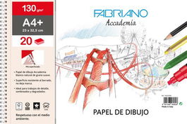 Bloc De Dibujo Fabriano Accademia Con Espiral Liso A4+ 130G 20H