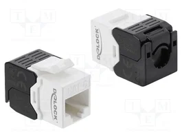 DeLOCK 90802 Módulo Keystone RJ45 a LSA Cat.6 UTP sin herramientas, Negro/Blanco