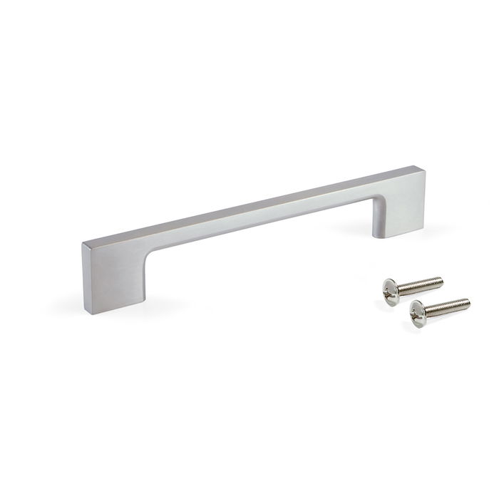 Emuca Lote de 20 tiradores para mueble Paiporta, L160mm, intereje 128mm, Zamak, Níquel satinado
