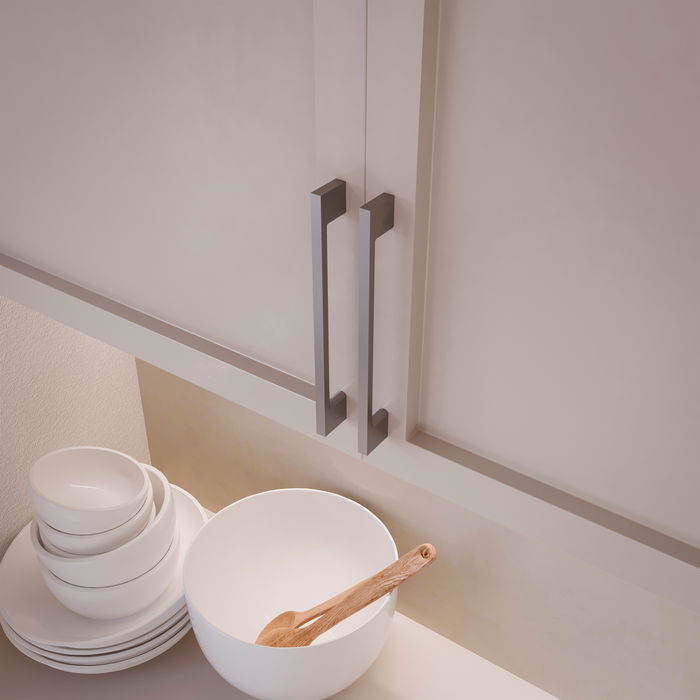 Emuca Lote de 20 tiradores para mueble Paiporta, L160mm, intereje 128mm, Zamak, Níquel satinado