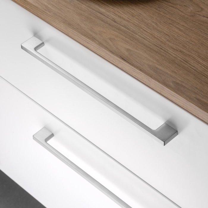 Emuca Lote de 20 tiradores para mueble Paiporta, L160mm, intereje 128mm, Zamak, Níquel satinado