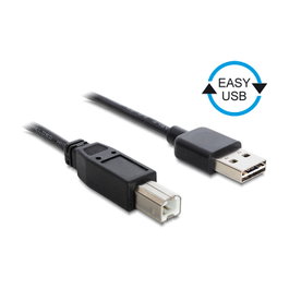 DeLOCK Cable USB 2.0 Tipo A a Tipo B, 0,5 m, Negro