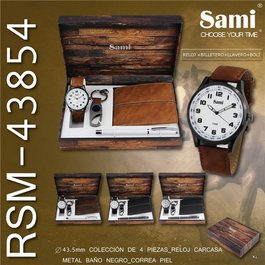 SAMI Conjunto para Hombre Reloj, Billetero, Llavero y Bolígrafo
