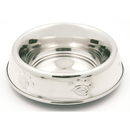 Nayeco Nordic Comedero Inox para Perros y Gatos, 0.24 L, Acero Inoxidable con Base Antideslizante y Diseño Antihormigas, Grabado en Espiral