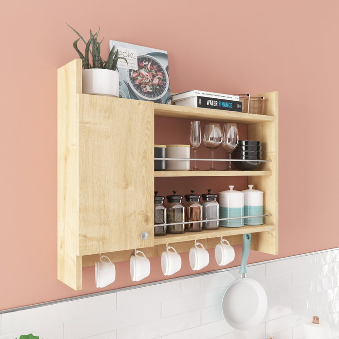 Hanah Home Estantería de Cocina Roble 85x15x65 cm Tablero Partículas Melamina Cocina Elegante Funcional Almacenamiento Organización
