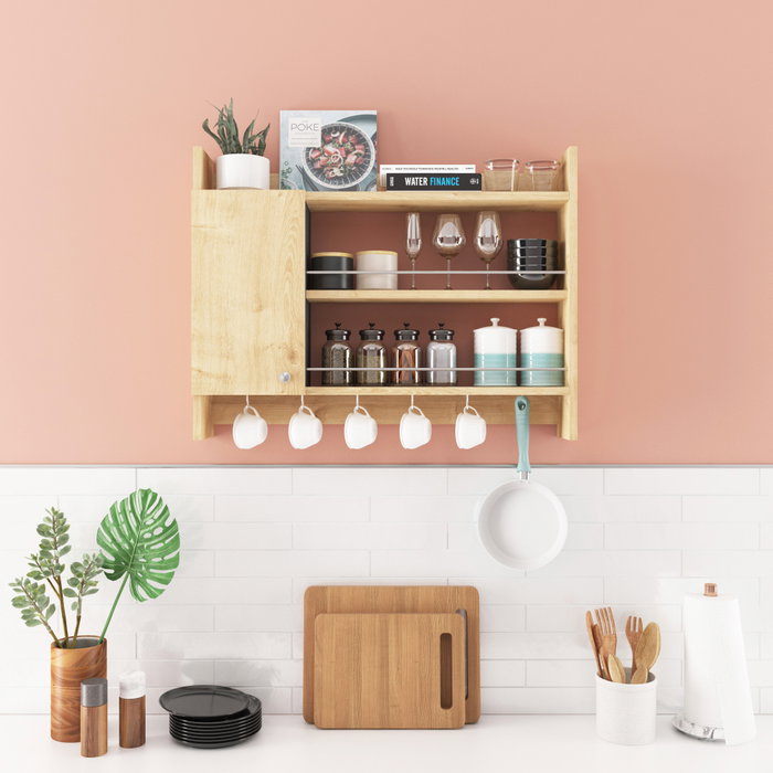 Hanah Home Estantería de Cocina Roble 85x15x65 cm Tablero Partículas Melamina Cocina Elegante Funcional Almacenamiento Organización