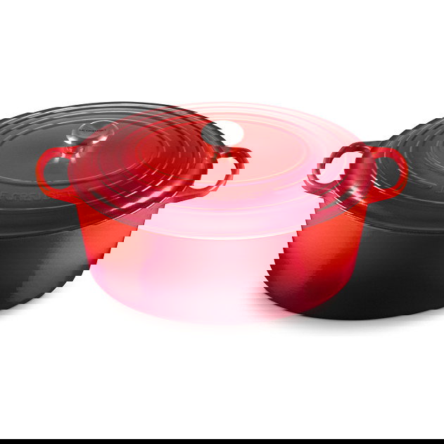 Le Creuset Bratpfanne 2022516 Bräter, 40 cm 13,9 L Volumen, kirschrot Rot, Gusseisen mit Deckel