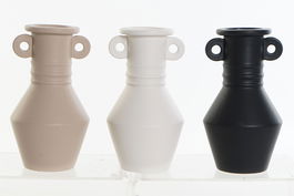 DKD Home Decor Jarron Beige Negro Porcelana 11 x 20 x 11 cm (6 Unidades)