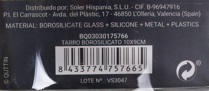 Quttin Tarro de Borosilicato 10x9 cm (12 Unidades)