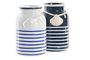 DKD Home Decor Vaso Atlantico 7 x 11 x 7 cm Blanco Azul Marino (4 Unidades)